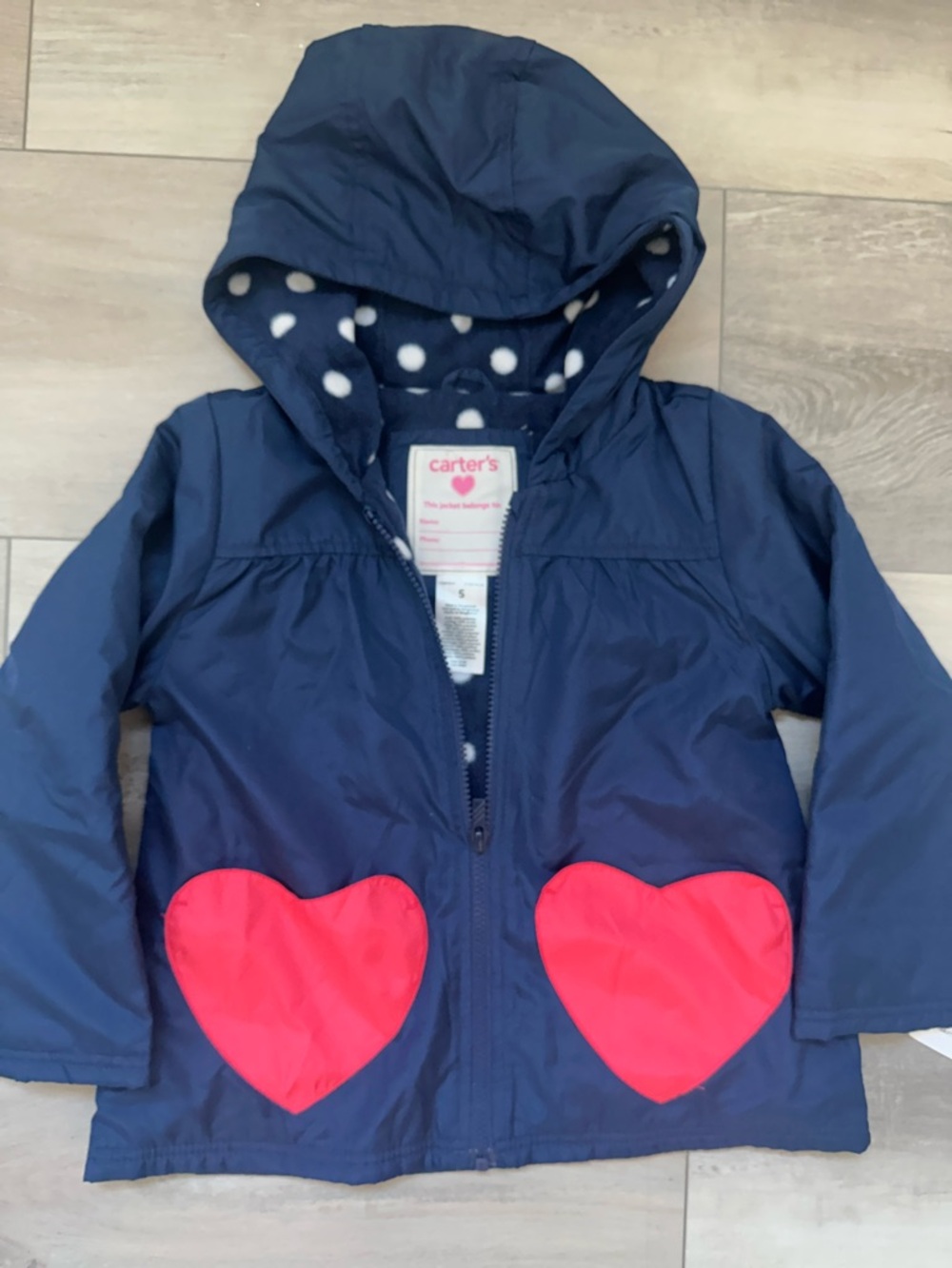 Carter's Raincoat with Pink Heart Pockets Size 5